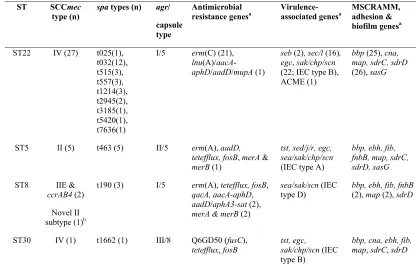 TABLE 2. Molecular characteristics of 36 MRSA bloodstream isolates from renal patients 