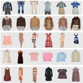 Figure 6.Example of Clothing Attribute dataset: Column 1 to 6 represents example of Floral,Graphics, Plaid, Solid Color, Spotted and Striped garments respectively.