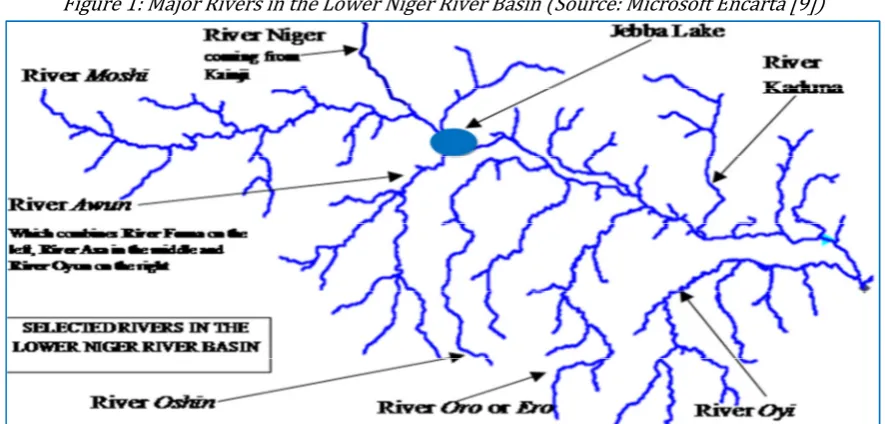 Figure 1: Major Rivers in the Lower Niger River Basin (Source: Microsoft Encarta [9]) 