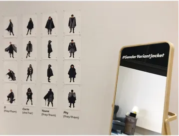 Figure 6Photo display of models in a 4x5 grid with the names and pronouns of the models underneath each column