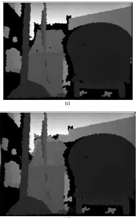 Fig. 16. (a) Images captured from 105 degrees; (b) Stereo camera; (c) Structure sensor; (d) Combination image from stereo camera and structure sensor  
