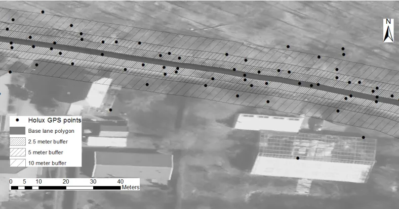 Figure 1. GPS points from Holux device projected on the aerial photo of Odense (Denmark).