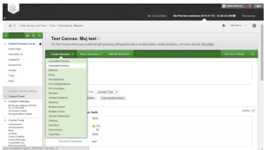 Figure 2.1: CourseSites demo - adding a new question to quiz