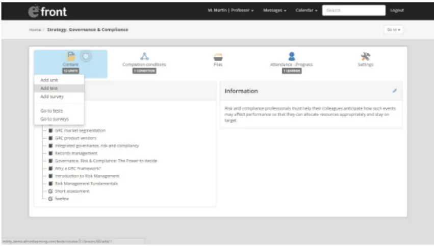 Figure 2.2: eFront demo - course dashboard