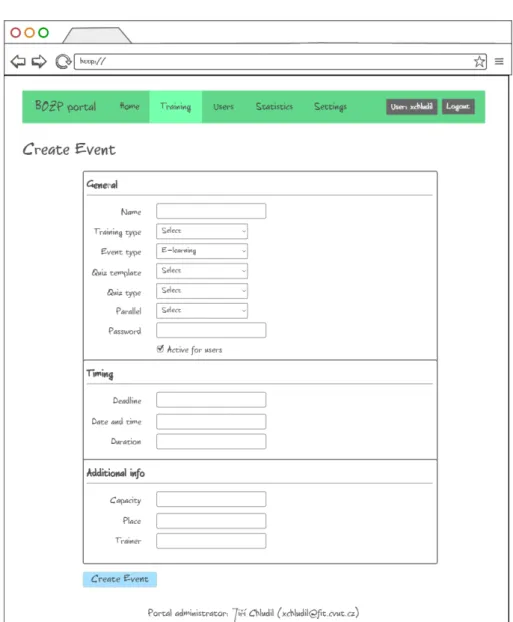 Figure 3.6: Create event mockup