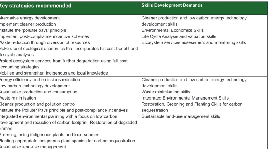 Table 7:  New skills development demands for new cross cutting responsibilities (ESSP, DEA 2010)  Cross-cutting 