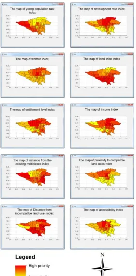 Fig. 7: The maps of prioritization based on different indicesFig. 7: The maps of prioritization based on different indices