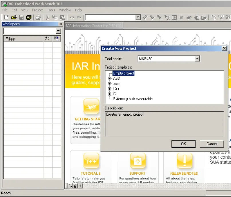 Figure 2.1: Creating a new empty project in IAR