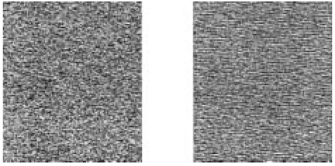 Fig. 1.Realization of a causal Gaussian AR process on the left, with arealization of the Gaussian Markov random field having the same parameterson the right.