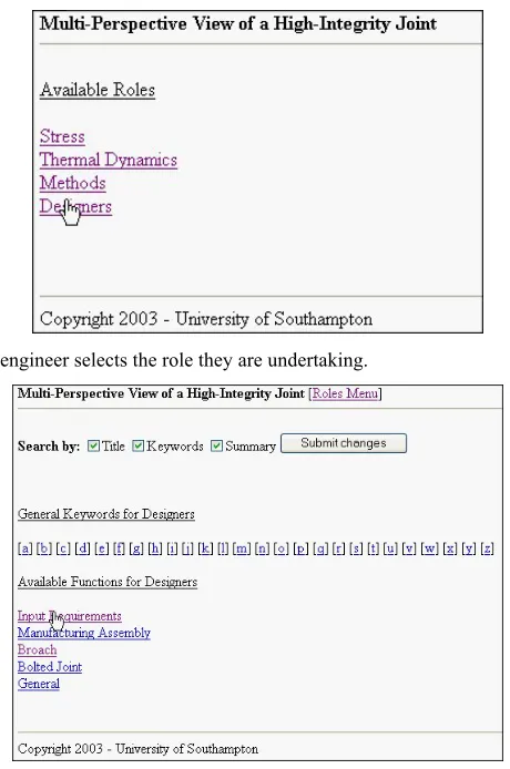 Figure 4 The engineer selects the role they are undertaking. 