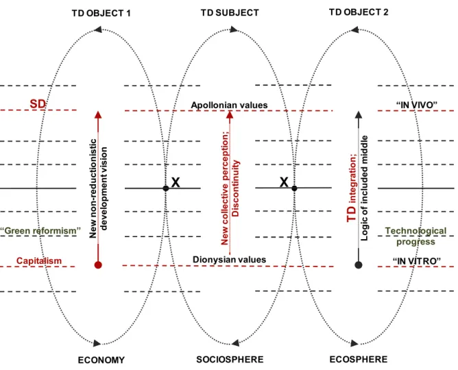 Figure 13: TD Subject perceiving two TD Objects on different levels of Reality 