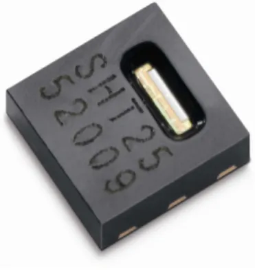 Figure 1:  Drawing of SHT25 sensor package, dimensions are  given  in  mm  (1mm  =  0.039inch),  tolerances  are  ±0.1mm