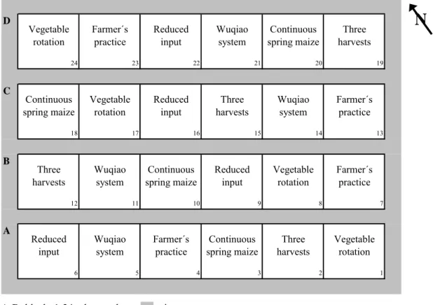 Fig. 6. Field plan of Wuqiao site (Source: IRTG-Master plan 2005, adapted and  modified)