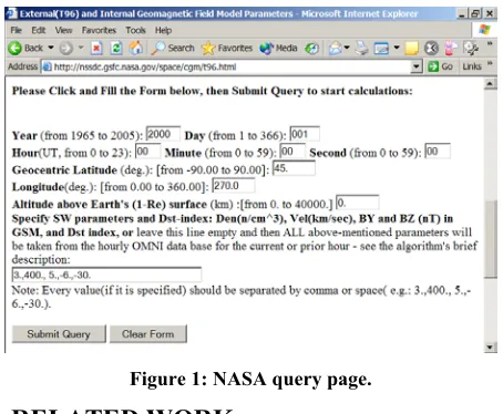 Figure 1: NASA query page. 