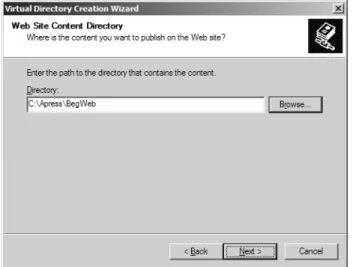 Figure 1-7. Specifying the physical directory that contains the web page contents