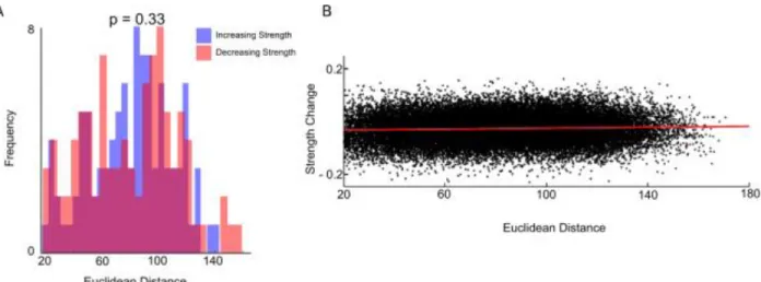 Figure 6. Developmental changes in connectivity strength are not a function of  distance