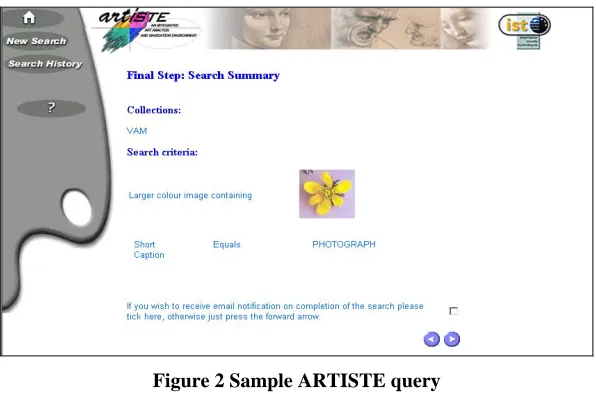 Figure 2 Sample ARTISTE query 