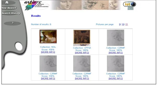 Figure 3 Sample ARTISTE query results 