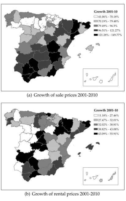 Figure A.3: Spatial distribution of growth in prices and construction Growth 2001-10 41.06% - 70.18% 70.19% - 79.48% 79.49% - 96.5% 96.51% - 121.27% 121.28% - 149.77%