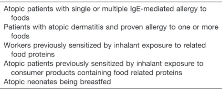 Table 7. Patients Possibly at Increased Risk of Developing Allergy to Genetically Modified Foods*