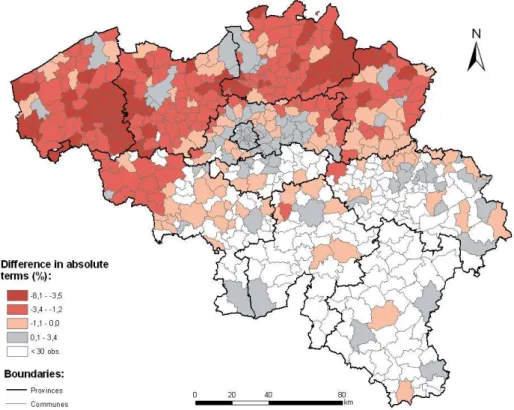 Table  4  shows  that  the  coefficient  ρ is  still  highly  significant  and  positive  for  the  spatial  regime model