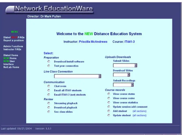 Figure 3. NEW  Welcome webpage (instructor version) 