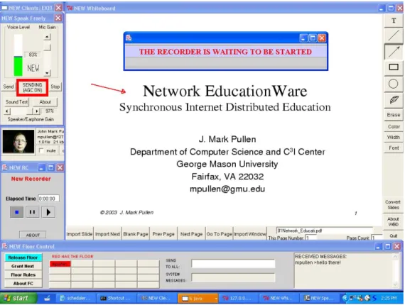 Figure 4. Composite NEW client interface (instructor version)  3.3 Costs 