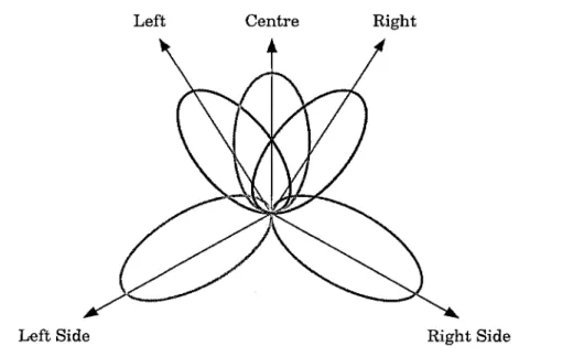 Figure  3.1:  Illustration  of microphone  beam  patterns  for  5.1  audio  recording