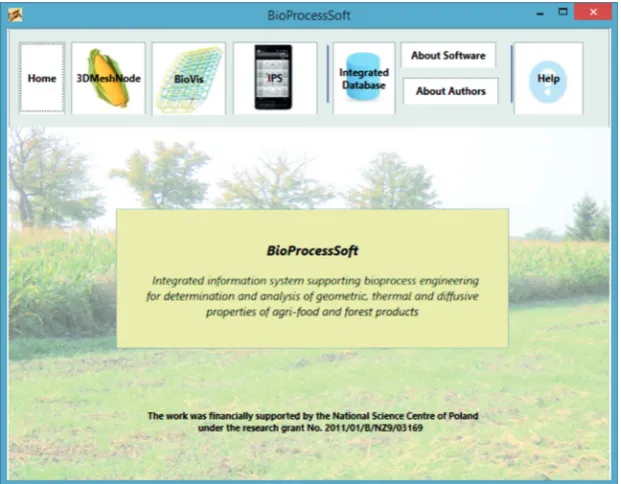 Fig. 1. Startup interface of the BioProcessSoft software system.