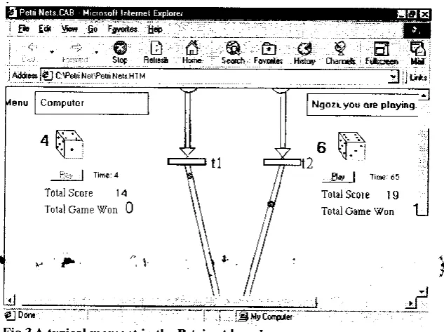 Fig. 2: the Petri net token game configuration A Petri net-based game of two players: player 