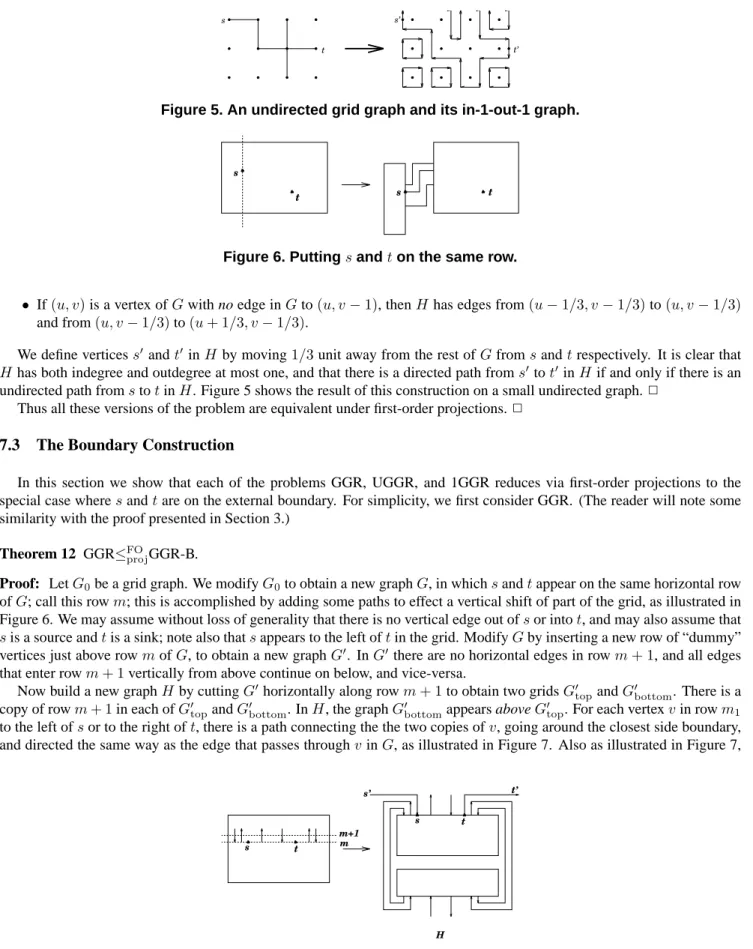 Figure 5. An undirected grid graph and its in-1-out-1 graph.