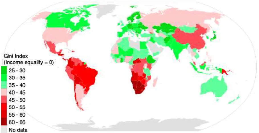 Figure 1.1 World map of income inequality3. 