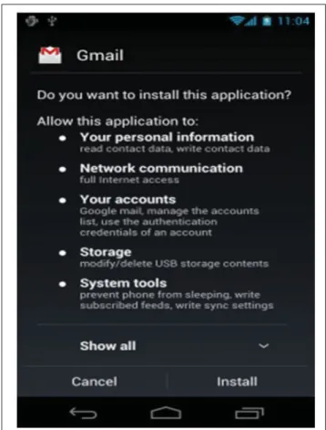 Figure 1.3 Display of requested permissions at application installation time.