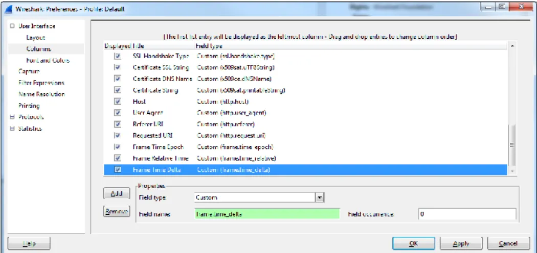 Figure 4-6 : Wireshark preference menu 