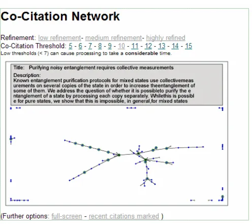 Fig. 9. A full-sized co-citation map with a lower co-citation threshold resulting in more nodes being included