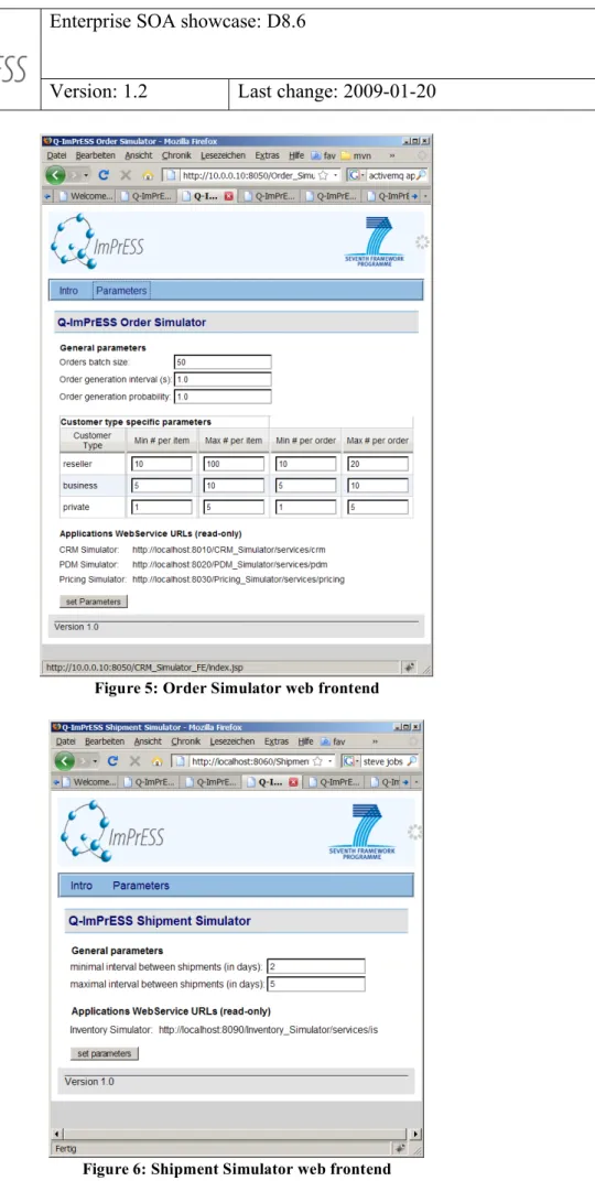 Figure 5: Order Simulator web frontend 