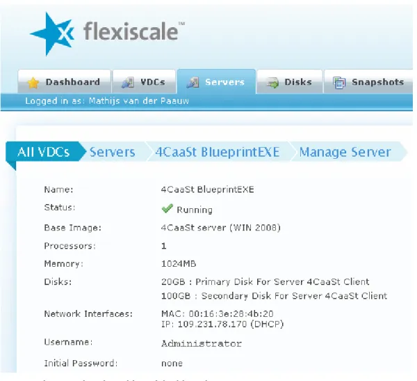 Figure 4 Virtual Machine of the blueprintEXE server 
