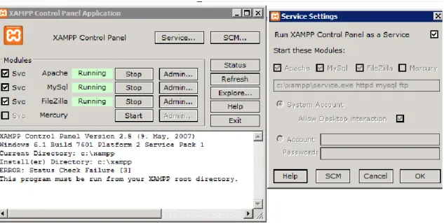 Figure 5 XAMPP: Configuration settings for Blueprint EXE 