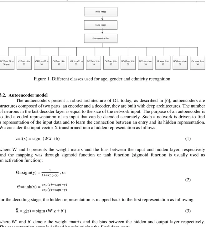 Figure 1. Different classes used for age, gender and ethnicity recognition 