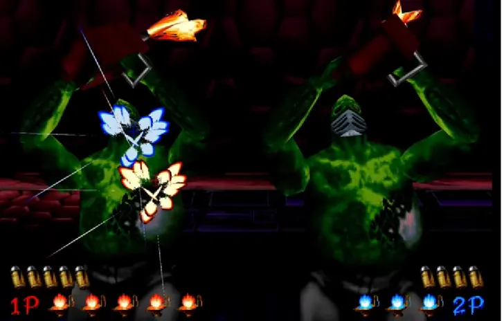 Figure 3.1.: Screenshot of the arcade game House of the Dead™by Sega, (co-op mode)