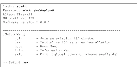 Figure 2-6  Firewall iSD Setup utility menu