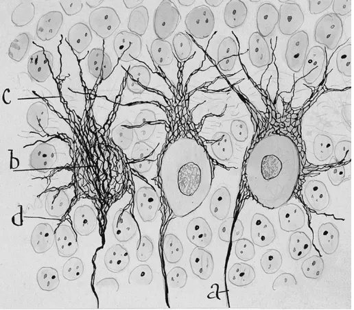 Fig. 1. Neurofibrils of Purkinje cells. Cajal´s original drawing ofof basal dendrites