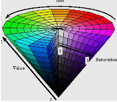 Figure 4. The HSV color model [10]. 