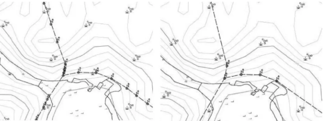 Fig. 1. Representation when all objects from ‘’ObjektElektricneEnergije’’ class visualized  (left) and objects from ‘’ObjektElektricneEnergije’’ class that represent the crucial  points (right).