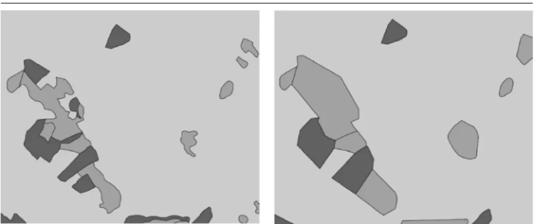 Fig. 4. Representation of land surface before (left) and after generalization (right).