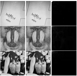 Figure 2. Input image (left), reconstruction (middle), representation of the coeﬃcients (right)