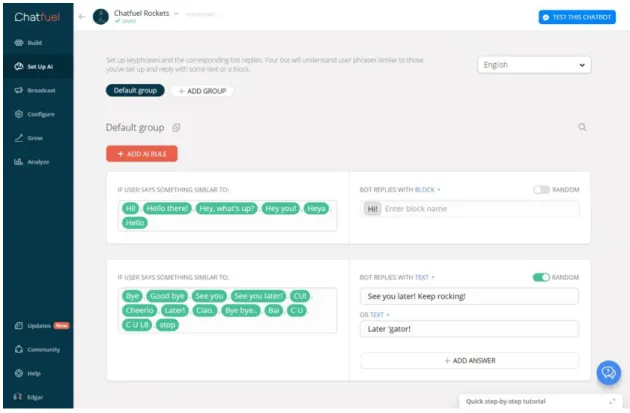 Figure 5 -  Chatfuel AI Rules Example 