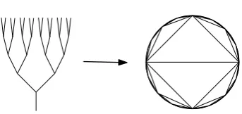 Figure 7. A binary tree full up to level 5 and its lamination limit.