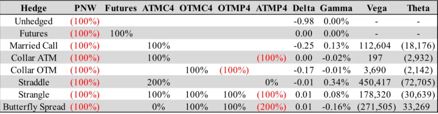 Table 4.1: Option Hedging Table 