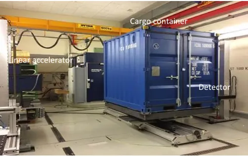 Figure 2  3D CAD of the new detector, shown without the casing, to allow visualisation of the individual detector modules, one of whose close up photo is shown